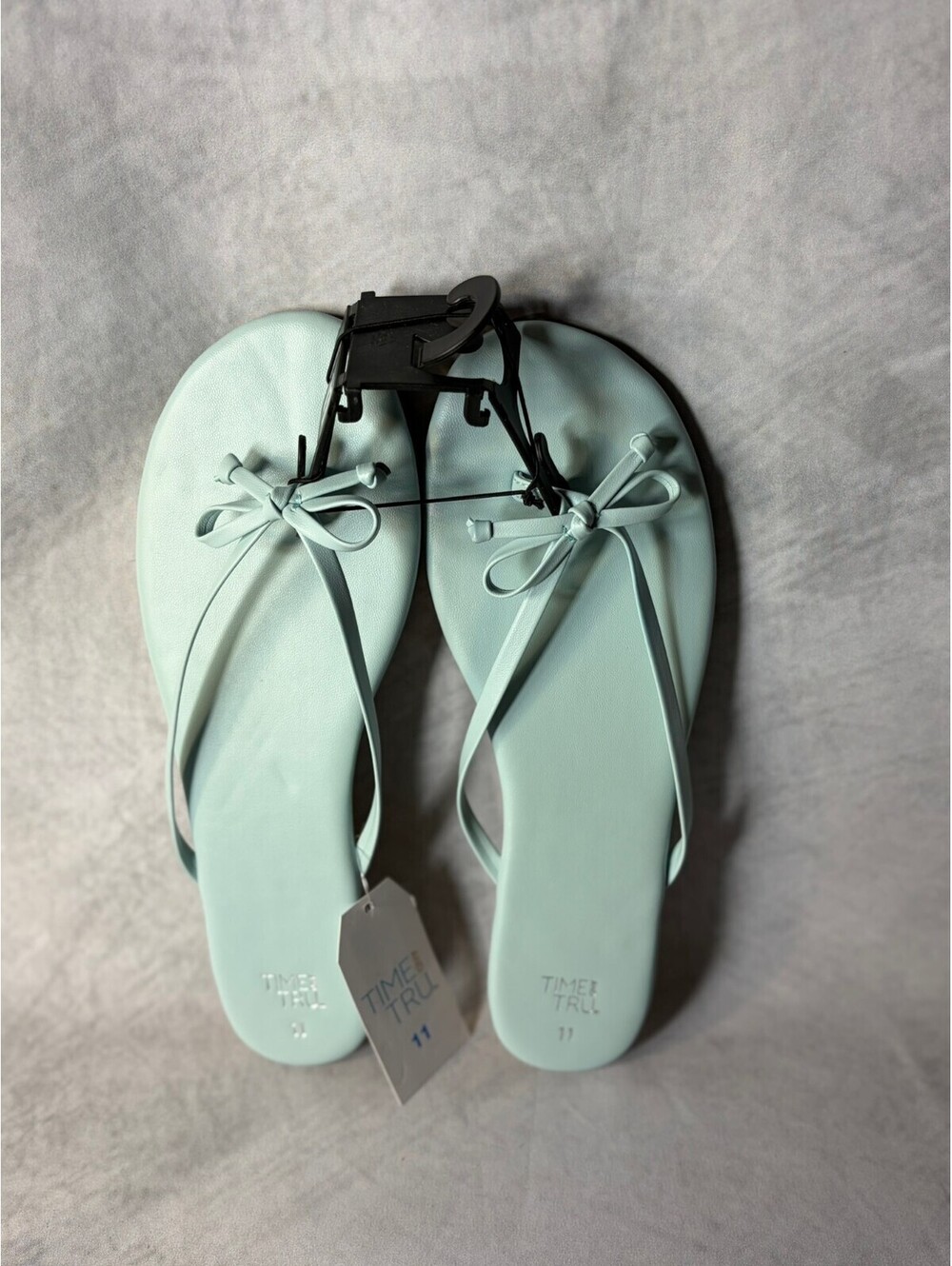 Time and Tru Bow Thong Sandals Womens 11 Light Blue NWT